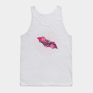 Pink vintage floral bat silhouette Tank Top